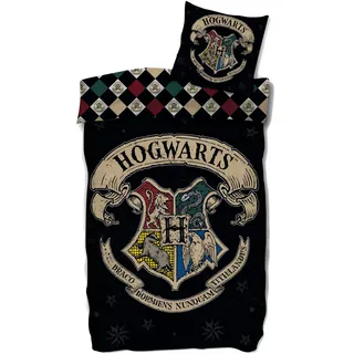 SkyBrands Harry Potter Bettwäsche 135x200 80x80 Hogwarts Bettwäsche-Set 2-teilig Bettbezug Kissenbezug 100% Baumwolle [Mit Reißverschluss