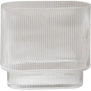 Klare Glasvase Mit Geriffeltem Muster, U-förmig, Ideal Für Blumensträuße Und Als Dekoration, 18 Cm Hoch, 20 Cm Breit An Der Öffnung, Modell B, 1030 G