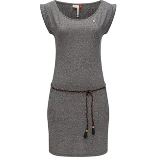 Shirtkleid RAGWEAR "Tag", Damen, Gr. M (38), Normalgrößen, grau, 50% Polyester, 38% Baumwolle, 12% Viskose, bequem ca. Mitte Oberschenkel, Rundhals, Ärmel ohne Ärmelschlitz krempelbar, Kleider Shirtkleid, leichtes Jersey-Kleid in melierter Optik