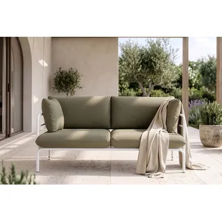 KONSIMO® Loungesofa RAMBE Sofa 2-Personen, Superrobuste Bezugsstoffe, Gartensofa, lackierter Stahlrahmen, hergestellt in der EU beige 150 cm x 80 cm x 80 cm