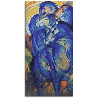 Wandbild ARTLAND "Turm der blauen Pferde. 1913" Bilder Gr. B/H: 75 cm x 150 cm, Leinwandbild Haustiere, 1 St., blau Kunstdrucke