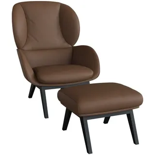FLEXLUX Ohrensessel Adria Designsessel, Loungesessel, Stil & Komfort, organische Form, Fuß Holz schwarz braun