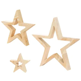 kinrguiyuez Weihnachtssterne Aus Holz Dekoration - 3 Stück Rustikale Weihnachtliche Festliche Dekoration | Holzsterne Für Bastelarbeiten,Für Schreibtisch Couchtisch Kamin BücherEtagere Tablett