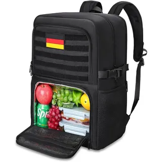 BERTASCHE Lunch Rucksack, Arbeit Rucksack mit Isoliertem Kühlfach, 15,6 Zoll Laptop Rucksack mit USB Ladeanschluss für Herren Taktisch Schule Picknick Reisen, Schwarz