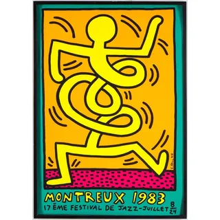 Montreux Jazz Festival Poster Abstract Street Graffiti Minimalist Line Canvas Wall Decor Banksy Wall Art Prints Modern Pop Artwork Home Wall Decor for Living Room Bedroom Bathroom Unframed,60X90cm