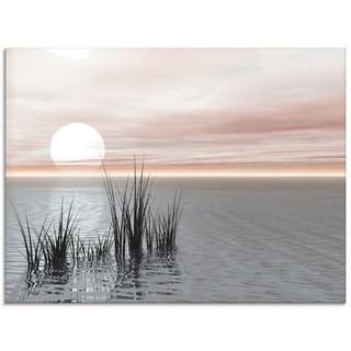 Glasbild ARTLAND "Sonnenuntergang mit Schilf" Bilder Gr. B/H: 60 cm x 45 cm, Glasbild, bunt Bild Glasbild Bilder in verschiedenen Größen