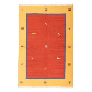 Morgenland Kelim Teppich Modern Handgewebt Wolle Mehrfarbig 140x200cm | 100% Schurwolle, Wohnzimmer & Schlafzimmer, Handarbeit, Rechteckig