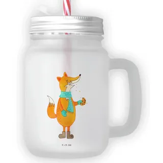 Mr. & Mrs. Panda Trinkglas Mason Jar Fuchs Keks - Geschenk, glücklich, Sommerparty Einrichtung, Winter, Henkelglas, Cocktailglas, Küche Deko,