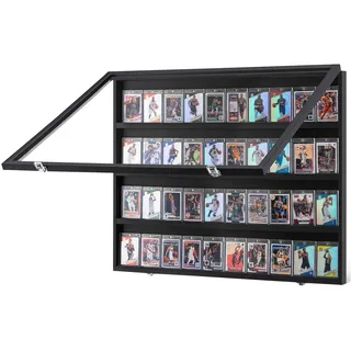Vevor Vitrine für Sportkarten in 36 verschiedenen Ausführungen, 77,5x61,7x5,5cm Präsentationsrahmen mit 98 % UV-Schutz PC-Glas abschließbarer Wandschrank für Fußball Basketball Hockey Sammelkarten
