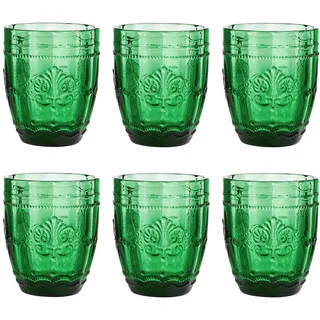 BUTLERS 6er Set Trinkgläser 250ml - VICTORIAN - Wassergläser in Vintage Design | Retro Gläser in bunten Farben mit Prägung | spülmaschinenfestes Trinkgeschirr für Wasser, Saft, Cocktails