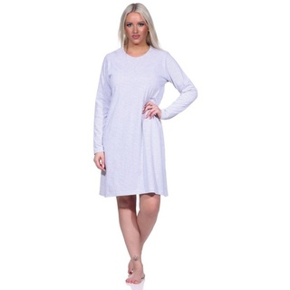 normann Nachthemd Bigshirt langarm Streifen - Ringel Optik, Farbe:grau-Melange, Größe:40/42 | 40-42