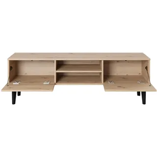 PAWS MEBLE Bergen RTV 150 2D Eiche Artisan – Skandinavisches TV-Lowboard 150 cm – Push-to-Open – Holzfüße – 2 Klapptüren + Mittelregal