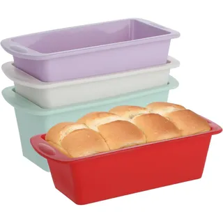 4er Set Mini Silikon Backformen Rechteckig, 20 x 9,5 x 5,5 cm Kastenform für Bro