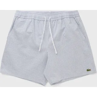 Mid Length Striped Textured Swim Trunks - blue|white - XL