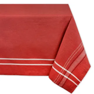 DII Französische Streifen Tischkollektion – Tischwäsche im Landhausstil für den Esstisch, 152,4 x 264,2 cm, Rot Chambray