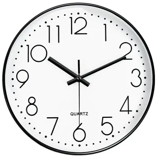 Mabpedo Weiß Wanduhr 30 cm, Leise Analoguhr mit große Zahlen & Glas | Wanduhr ohne Tickgeräusche mit Gehärtetem Glas, Rosegold-Rahmen und gut Lesbaren Zahlen Perfekt für Wohnzimmer Büro Küche