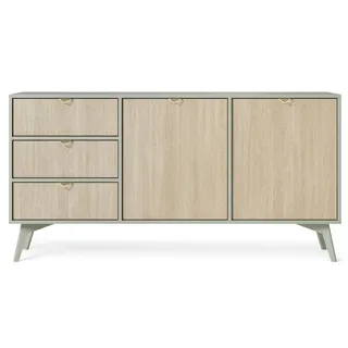MOEBLO Kommode Abeto Kommode S 158 (Wohnzimmer, Esszimmer, Flur & Diele, Moderne Sideboard mit Schubladen Highboard Goldene Türgriffe), (BxHxT):158 x80x38 cm grün
