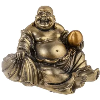 lachineuse - Sitzende lachende Buddha-Statue - 10 cm große Buddha-Statue aus Bronze - Chinesisches Deko-Objekt für Inneneinrichtung, Wohnzimmer, Büro - China Asien Geschenkidee