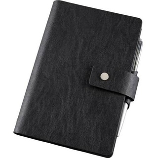 Notizbuch A6 mit Ringmechanik Lederimitat schwarz