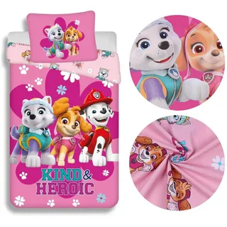 PAW PATROL Kinderbettwäsche Paw Patrol Mädchen Bettwäsche, Baumwolle,140x200cm rosa