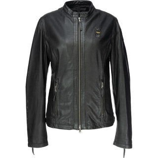 Blauer USA Miller Perforierte Damen Lederjacke, schwarz, Größe L