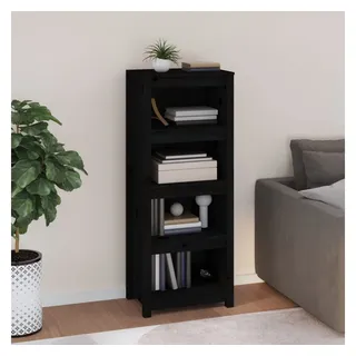 furnicato Bücherregal aus massivem Kiefernholz 50 x 35 x 125,5 cm Schwarz, 1-tlg., Regalwand mit viel Stauraum, Wandhalterung für das Arbeitszimmer schwarz 50 cm x 125.5 cm x 35 cm