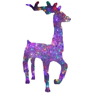 Lex XXL LED Acryl Hirsch Weihnachtsfigur 120cm beleuchtet Weihnachtsdeko Außen & Innen Multicolor : Multicolor
