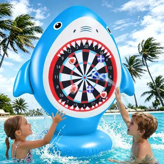 EFFILUMLUX Aufblasbare Dartscheibe für Pool, Wurfspiel mit 10 Klettbällen, Wasserspielzeug für Kinder Erwachsene, Pool Spielzeug Outdoor Indoor Party Spiel Garten Strand Sommer (Ohne Beleuchtung)