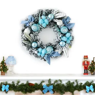 Figarge Osterkranz Kranz frühling Blau 30 cm Türkranz Außen Künstliche Blumen Türkranz für Frühling und Sommer Geeignet für alle Jahreszeiten für Haustür, Kamin und Wanddekoration