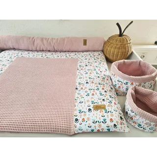 Sissis Traumland Wickelauflagenbezug Blumenwiese, altrosa, 85cm x 75cm, made in Germany, made in Germany rosa