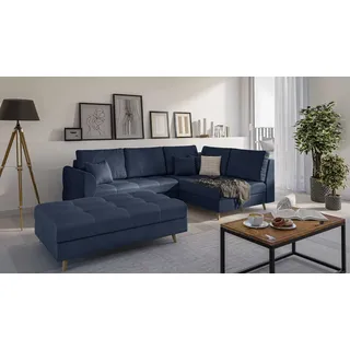 s-style möbel Eckcouch Mikrofaser 2-Sitzer Blau