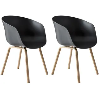 SalesFever Schalenstuhl Lund Kunststoff schwarz 2er Set