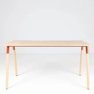 Büro Schreibtisch Peoh O Wood | Weiss/Braun/Schwarz | Breite 140 cm | Höhe 74 cm | Tiefe 60 cm | Plattenstärke 2,5 cm | PEFC zertifiziert | Theo