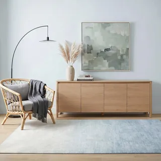 IDIMEX Teppich Ombre waschbar 160 x 230 Hellblau, weicher Kurzflor-Teppich mit Farbverlauf, Ombre-Effekt, gummierte Unterfläche, schmutz- und wasserabweisend