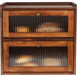GUUSII HOME Brotkasten XL Zirbenholz Brotbox 2 Etagen 36x24x34cm Holz Magnettür - Braun