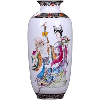 LKXHarleya Bunt Bemalte Porzellanvase Jingdezhen Ceramics Traditionelle Chinesische Blumenvase Chinesische Keramikvase, Unsterblich 1