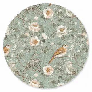 MuchoWow Fußmatte Rund Rosa - Vögel - Farbenfroh, Rechteckig, Sauberlaufmatte, Fußabtreter, Türvorleger 120x120 cm rosa 120 cm x 120 cm