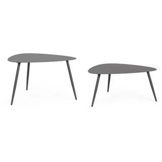 Gartencouchtisch-Set Yvonne aus Metall, modern, anthrazit, 2er-Set mit pulverbeschichteter Oberfläche