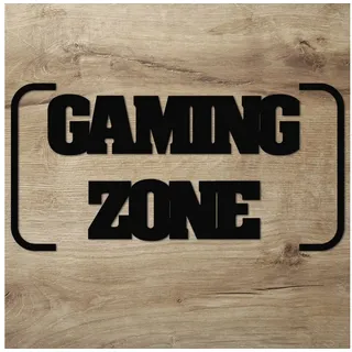 Namofactur 3D-Wandtattoo Gaming Zone Wand Deko für Gamer (4-teilig), modernes Gaming Zone Wandtattoo aus Holz, Wandgestaltung für Gamer schwarz