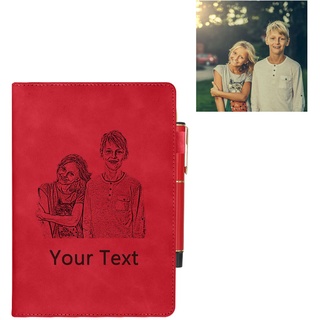 Personalisiertes Notizbuch aus Leder mit eigenem Foto und Text für Mama Frauen Männer| A5/A6 Größe Tagebuch Tagebuch Ledergebundenes Notizbuch mit Stift | Kundenspezifisches Abschluss-Geschenk