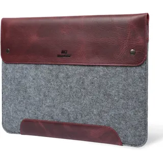 MegaGear MacBook Tasche aus echtem Leder & Fleece, Hülle für MacBook Pro 16 (M5, M4, M3, M2, M1) & MacBook Air 15.3 (M5, M3, M2) - (Kastanienbraun) 15-16 Zoll, 2020-2026