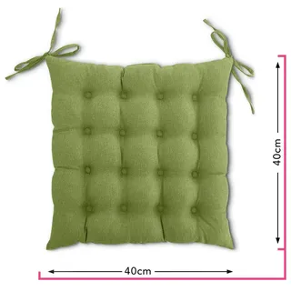 Wometo Sitzkissen Stuhl 40x40 Oeko-TEX - grün Sitzpolster mit Bändern/Schleifen für Indoor und Outdoor