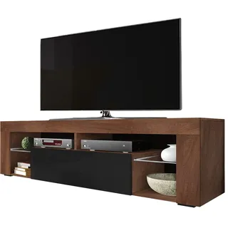 Selsey TV-Lowboard 140x50,5x35 cm Nussbaum/Schwarz PVC