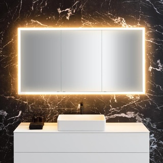 neoro n60 Spiegelschrank B: 160 cm mit 3 Türen, mit umlaufender Beleuchtung, BN0496MI,