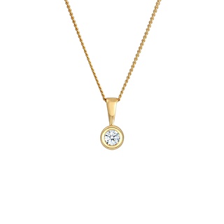 DIAMORE Halskette Damen Solitär Rund Kreis mit Diamant (0.10 ct.) in 585 Gelbgold