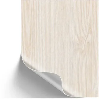 sa roca Möbelfolie 13,89€/qm Klebefolie Möbel Küche Dekofolie Holzoptik Weißesche, (Designfolie inkl. E-Book), Selbstklebefolie - Zuschneidbar, abwischbar & rückstandslos entfernbar 67,5 cm x 500 cm