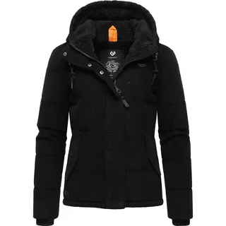 Ragwear Damen Cordjacke Winterjacke aus Kord mit kuscheligem Innenfutter und Kapuze Wuggys Black Gr. XS - XS