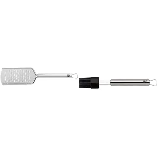 WMF Profi Plus Käsereibe Edelstahl 25 cm, feine Reibefläche & Profi Plus Silikon-Backpinsel 20 cm, Cromargan Edelstahl, teilmattiert, Silikonborsten, Marinadenpinsel, hitzebeständig bis 200°C