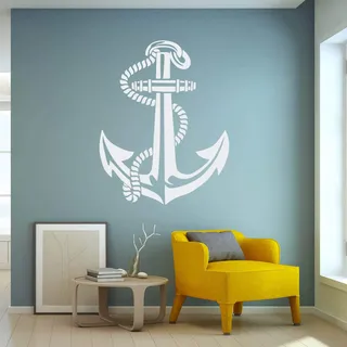 Anker Wandtattoo Wandaufkleber Sticker Aufkleber (75 (B) x 95 (H) cm, Weiss)