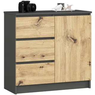Akord Kommode Akord jerry Graphitgrau 80 cm Tür Front Eiche Artisan B80 x H77 x T35 cm